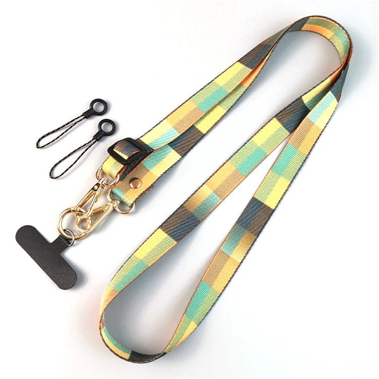 Crossbody Phone Lanyard Ethnic Style Nylon Phone Strap with Tether Tab + Hanging Ropes, Total Length: 120cm