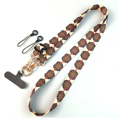 Crossbody Phone Lanyard Ethnic Style Nylon Phone Strap with Tether Tab + Hanging Ropes, Total Length: 120cm