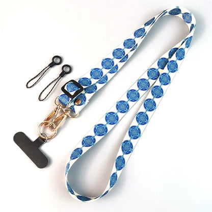 Crossbody Phone Lanyard Ethnic Style Nylon Phone Strap with Tether Tab + Hanging Ropes, Total Length: 120cm