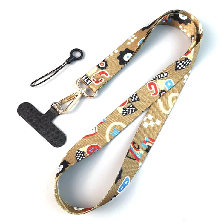 Phone Lanyard Ethnic Style Nylon Phone Neck Phone Charm with Tether Tab + Hanging Rope, Folded Length: 40cm