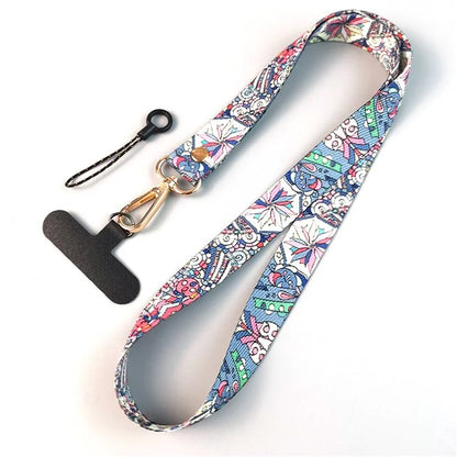 Phone Lanyard Ethnic Style Nylon Phone Neck Phone Charm with Tether Tab + Hanging Rope, Folded Length: 40cm
