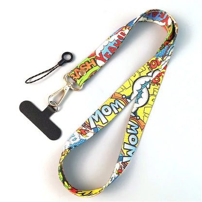 Phone Lanyard Ethnic Style Nylon Phone Neck Phone Charm with Tether Tab + Hanging Rope, Folded Length: 40cm