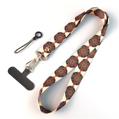 Phone Lanyard Ethnic Style Nylon Phone Neck Phone Charm with Tether Tab + Hanging Rope, Folded Length: 40cm