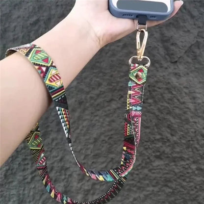 Phone Lanyard Ethnic Style Nylon Phone Neck Phone Charm with Tether Tab + Hanging Rope, Folded Length: 40cm