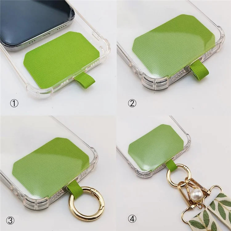 Crossbody Phone Lanyard Adjustable Leaf Pattern Fabric Phone Strap with Tether Tab + Hanging Ropes, Folded Length: 64cm