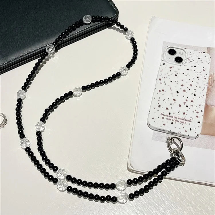Beaded Phone Lanyard Crossbody 1.2m Anti-Lost Phone Charm Chains with Tether Tab