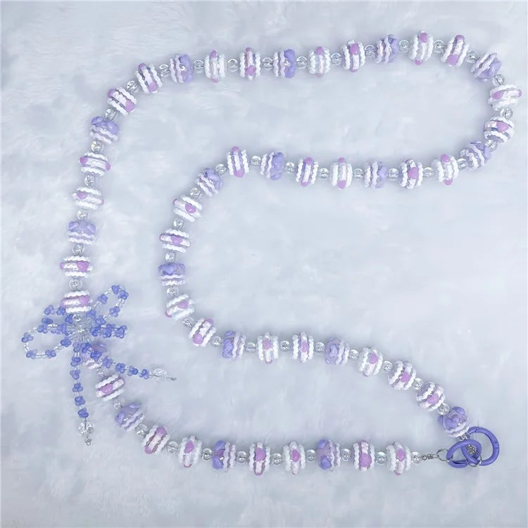 Acrylic Beaded Phone Lanyard Crossbody 120cm Anti-Lost Phone Charm Chains with Tether Tab
