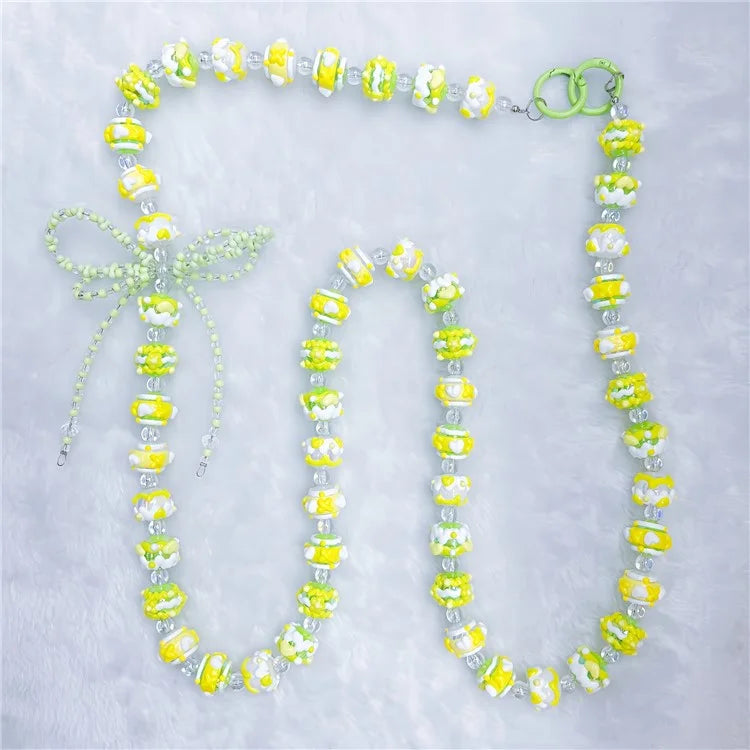 Acrylic Beaded Phone Lanyard Crossbody 120cm Anti-Lost Phone Charm Chains with Tether Tab