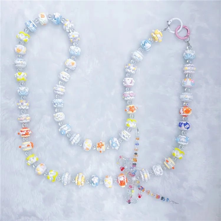Acrylic Beaded Phone Lanyard Crossbody 120cm Anti-Lost Phone Charm Chains with Tether Tab