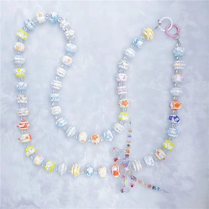 Acrylic Beaded Phone Lanyard Crossbody 120cm Anti-Lost Phone Charm Chains with Tether Tab