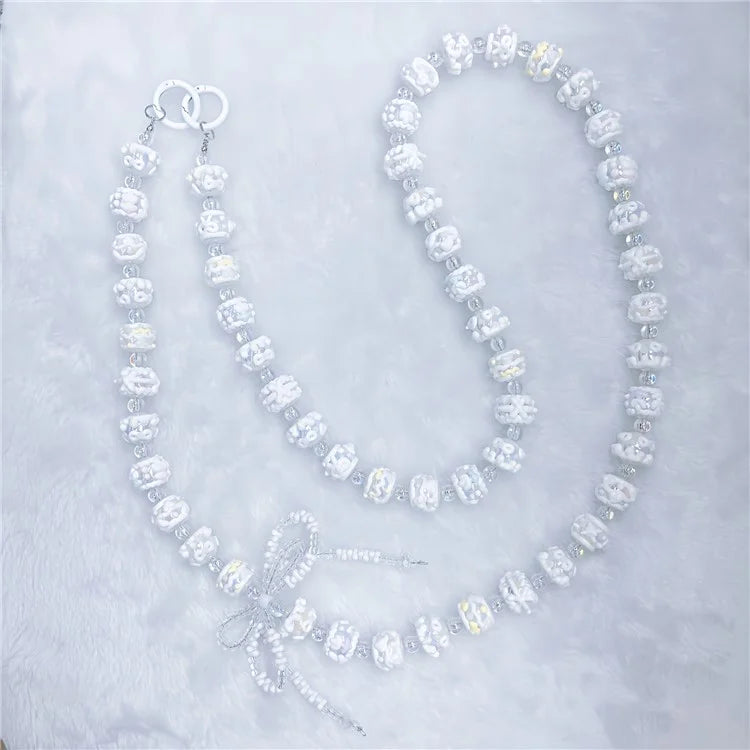 Acrylic Beaded Phone Lanyard Crossbody 120cm Anti-Lost Phone Charm Chains with Tether Tab