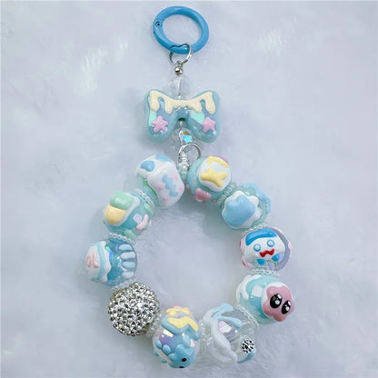 Acrylic Beaded Phone Lanyard Short 11cm Detachable Phone Bracelet Strap with Tether Tab