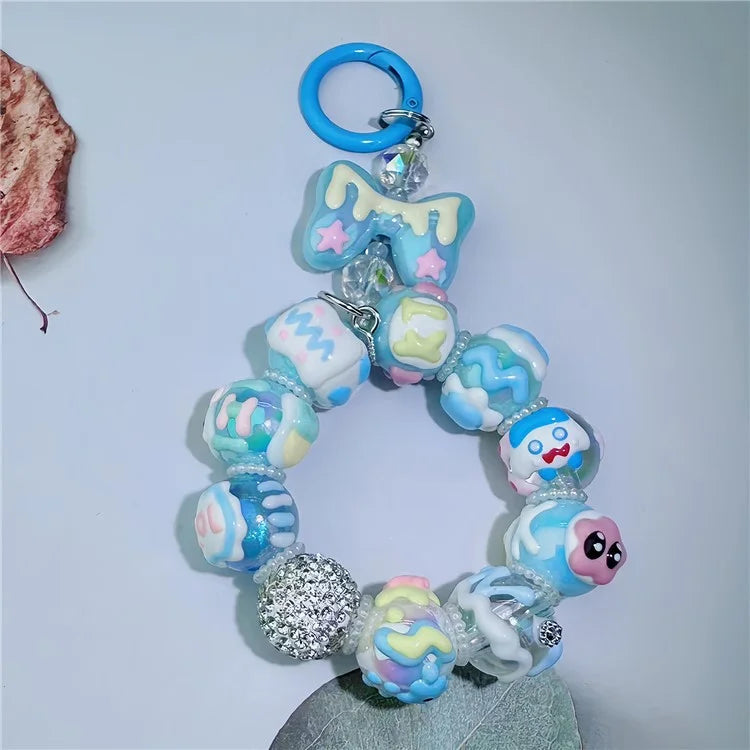 Acrylic Beaded Phone Lanyard Short 11cm Detachable Phone Bracelet Strap with Tether Tab