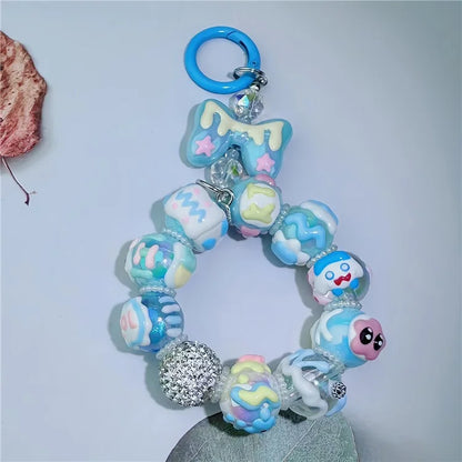 Acrylic Beaded Phone Lanyard Short 11cm Detachable Phone Bracelet Strap with Tether Tab