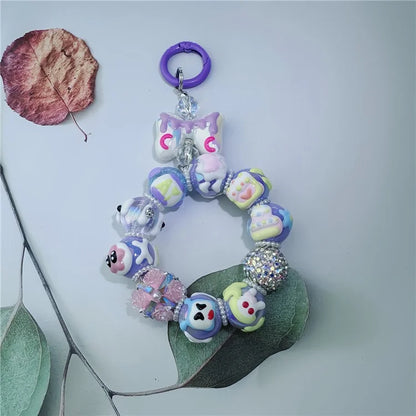 Acrylic Beaded Phone Lanyard Short 11cm Detachable Phone Bracelet Strap with Tether Tab