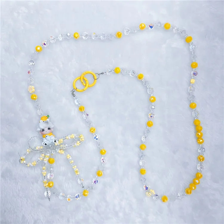 Beaded Phone Chain Strap 120cm Doll Shoulder Crossbody Lanyard with Tether Tab