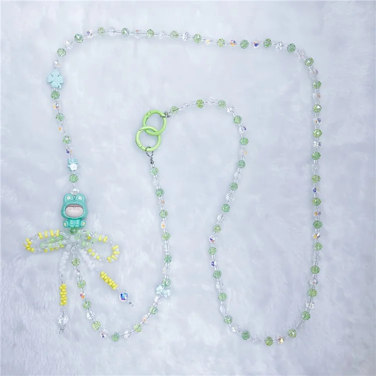 Beaded Phone Chain Strap 120cm Doll Shoulder Crossbody Lanyard with Tether Tab