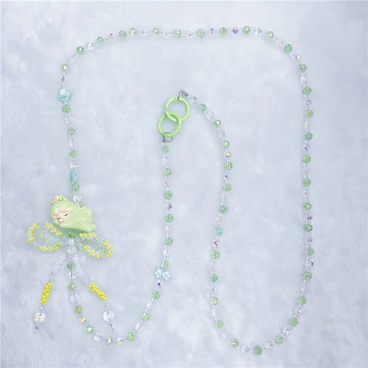 Beaded Phone Chain Strap 120cm Doll Shoulder Crossbody Lanyard with Tether Tab
