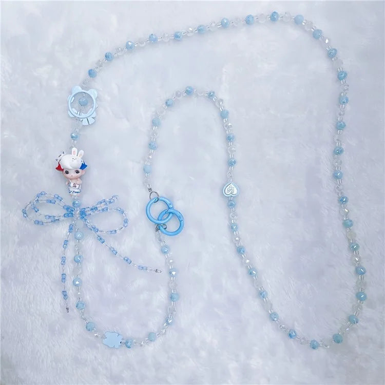 Beaded Phone Chain Strap 120cm Doll Shoulder Crossbody Lanyard with Tether Tab