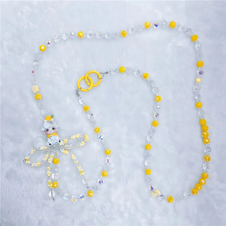 Beaded Phone Chain Strap 120cm Doll Shoulder Crossbody Lanyard with Tether Tab