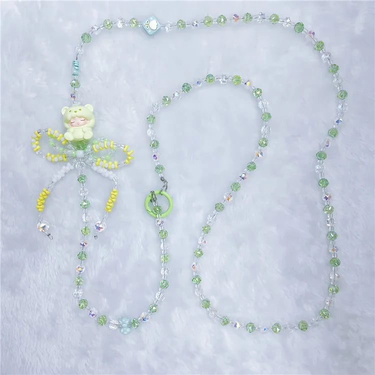 Beaded Phone Chain Strap 120cm Doll Shoulder Crossbody Lanyard with Tether Tab