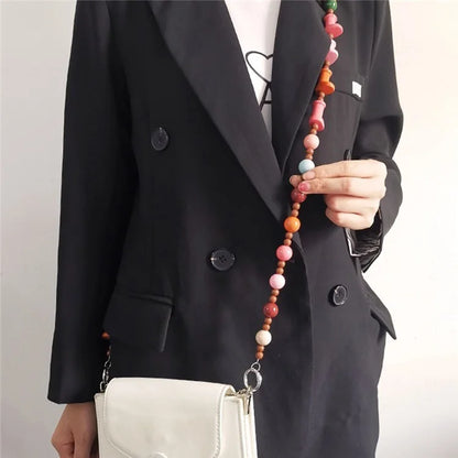 Phone Lanyard Crossbody Shoulder Neck Strap Boot-Shaped Bead Chain with Tether Tab, Folded Length: 63.5cm