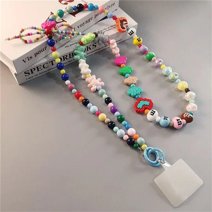 Phone Lanyard Crossbody Shoulder Neck Strap Boot-Shaped Bead Chain with Tether Tab, Folded Length: 63.5cm