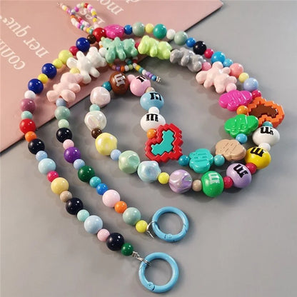 Phone Lanyard Crossbody Shoulder Neck Strap Boot-Shaped Bead Chain with Tether Tab, Folded Length: 63.5cm