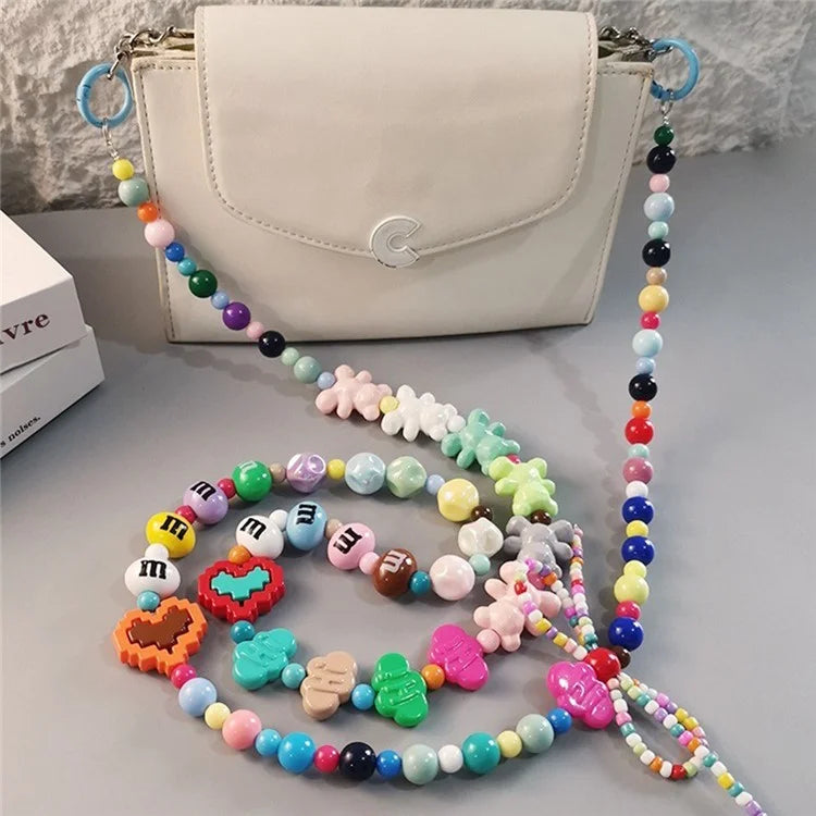 Phone Lanyard Crossbody Shoulder Neck Strap Boot-Shaped Bead Chain with Tether Tab, Folded Length: 63.5cm