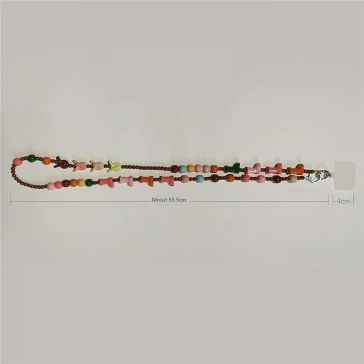 Phone Lanyard Crossbody Shoulder Neck Strap Boot-Shaped Bead Chain with Tether Tab, Folded Length: 63.5cm