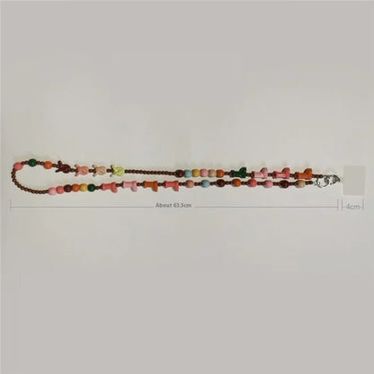 Phone Lanyard Crossbody Shoulder Neck Strap Boot-Shaped Bead Chain with Tether Tab, Folded Length: 63.5cm