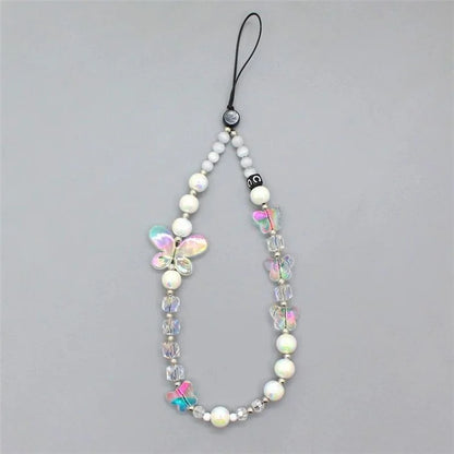 Beaded Phone Lanyard Short Wrist Strap 30cm Artificial Crystal Phone Bracelet