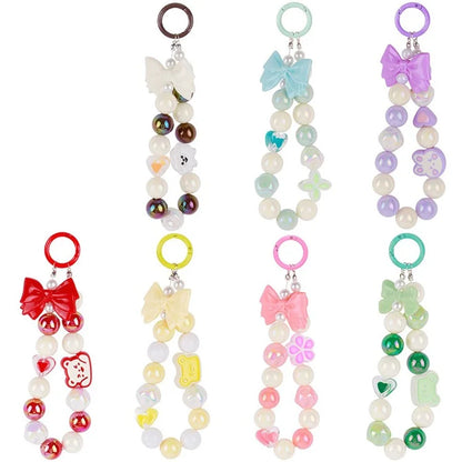 T0814 Phone Chain Making Kit Acrylic Beaded DIY Wrist Strap Set, Total Length: 25cm