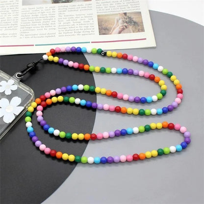 Phone Crossbody Strap Acrylic Beaded Cell Phone Lanyard with Tether Tab, Total Length: 122cm