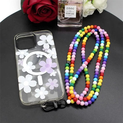 Phone Crossbody Strap Acrylic Beaded Cell Phone Lanyard with Tether Tab, Total Length: 122cm