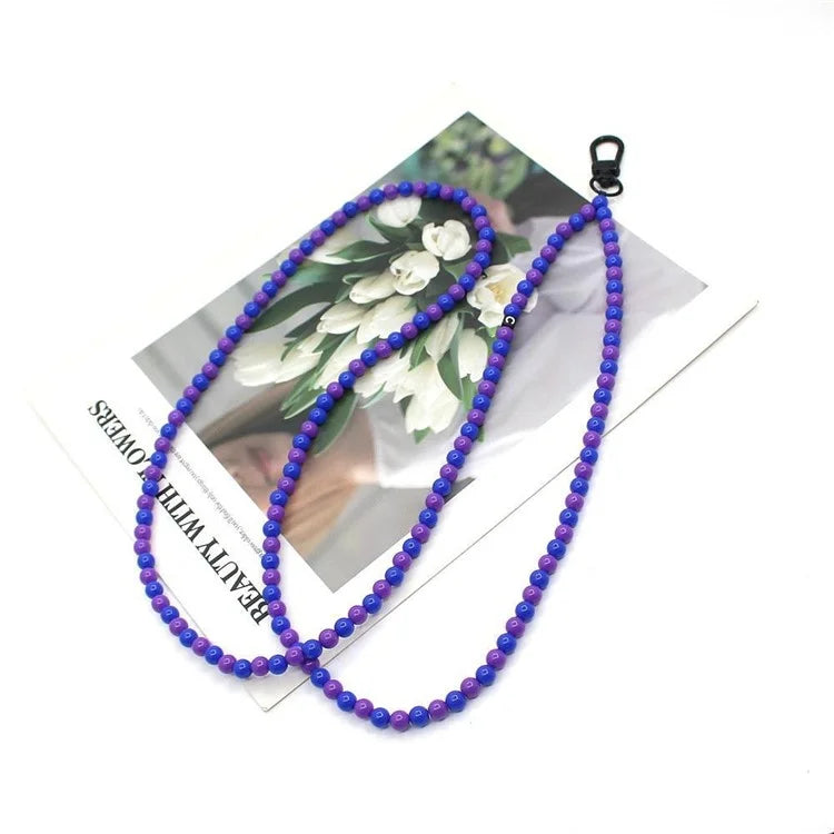 Phone Crossbody Strap Acrylic Beaded Cell Phone Lanyard with Tether Tab, Total Length: 122cm