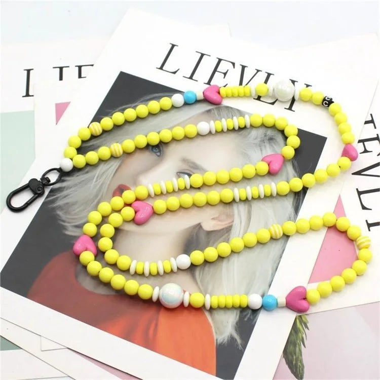 Phone Crossbody Strap Acrylic Beaded Cell Phone Lanyard with Tether Tab, Total Length: 122cm
