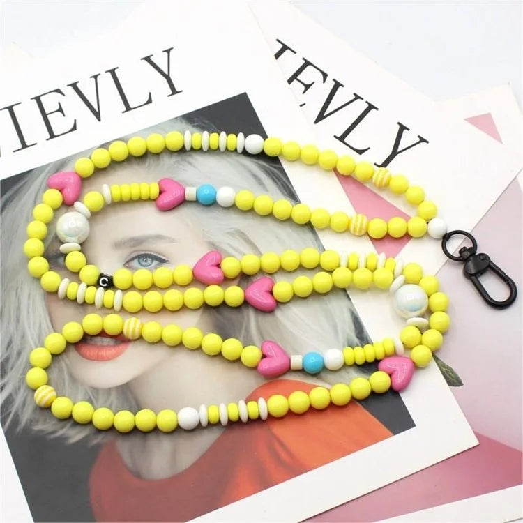 Phone Crossbody Strap Acrylic Beaded Cell Phone Lanyard with Tether Tab, Total Length: 122cm