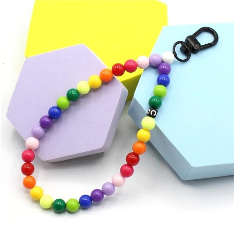 Phone Charms Strap Acrylic Beaded Wrist Strap for Phone Case with Tether Tab, Total Length: 30cm