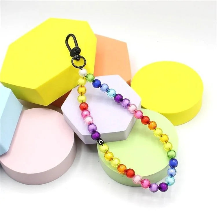Phone Charms Strap Acrylic Beaded Wrist Strap for Phone Case with Tether Tab, Total Length: 30cm