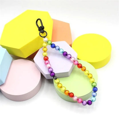 Phone Charms Strap Acrylic Beaded Wrist Strap for Phone Case with Tether Tab, Total Length: 30cm