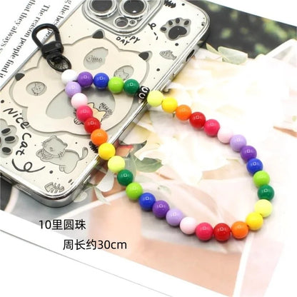 Phone Charms Strap Acrylic Beaded Wrist Strap for Phone Case with Tether Tab, Total Length: 30cm