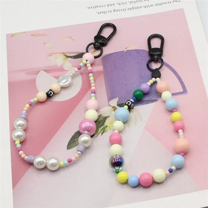 Phone Charms Strap Acrylic Beaded Wrist Strap for Phone Case with Tether Tab, Total Length: 30cm