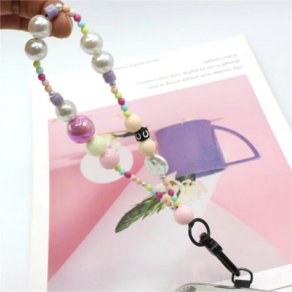 Phone Charms Strap Acrylic Beaded Wrist Strap for Phone Case with Tether Tab, Total Length: 30cm