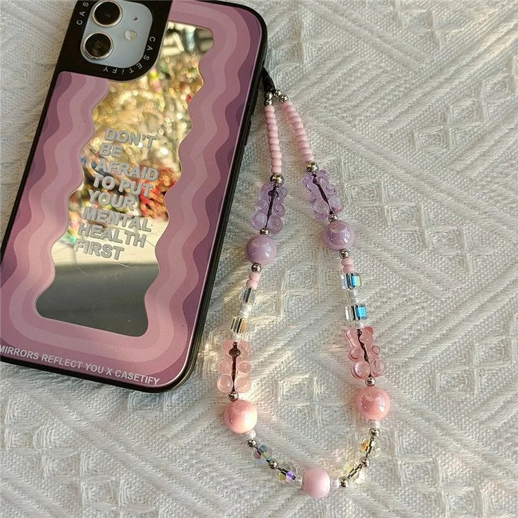 Phone Charm 32cm+5cm Bear Phone Lanyard Phone Bracelet Aesthetic Wrist Strap