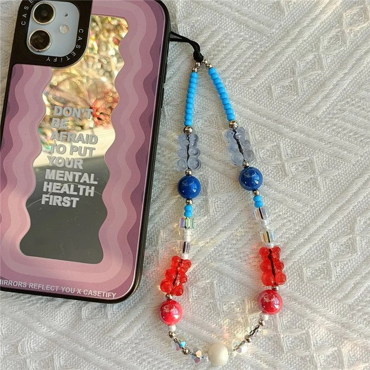 Phone Charm 32cm+5cm Bear Phone Lanyard Phone Bracelet Aesthetic Wrist Strap