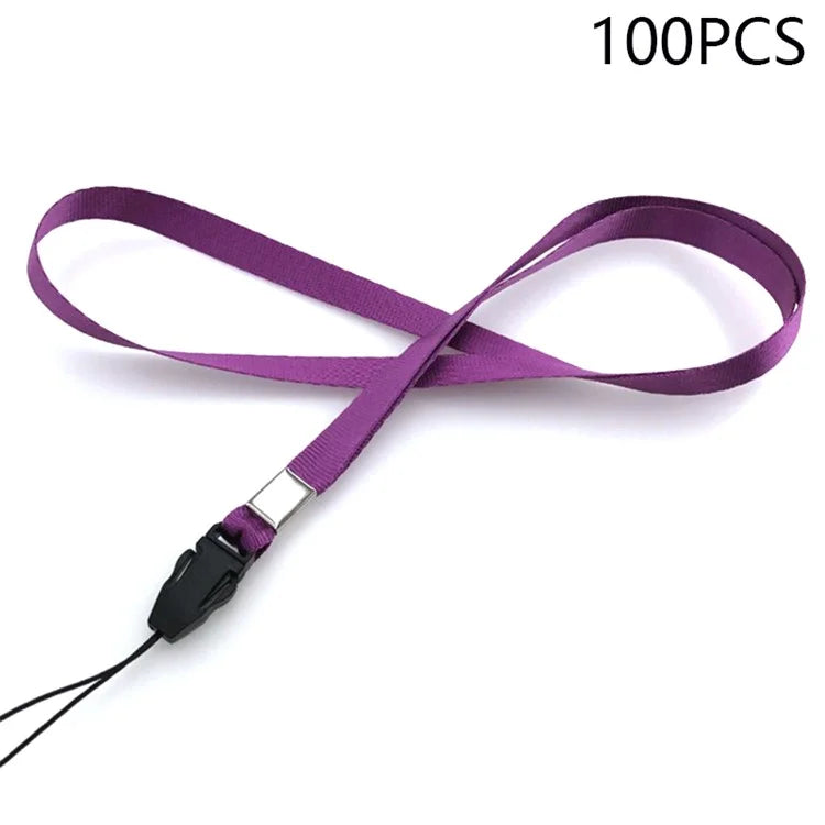 100Pcs Neck Straps 39cm+7.5cm Universal Nylon Cell Phone Lanyards Phone Charm