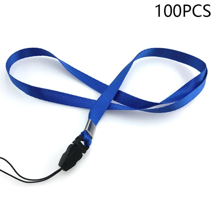 100Pcs Neck Straps 39cm+7.5cm Universal Nylon Cell Phone Lanyards Phone Charm