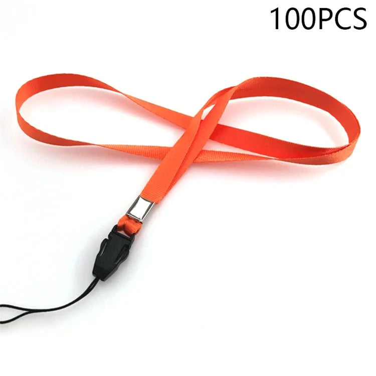 100Pcs Neck Straps 39cm+7.5cm Universal Nylon Cell Phone Lanyards Phone Charm