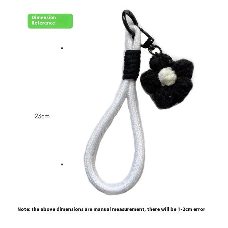 Phone Charms 15cm Hand Woven Flower Keychain Wristlet Strap Polyester Anti-Loss String